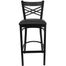 HERCULES Black ""X"" Back Metal Bar Stool with Black Vinyl Seat - XU-6F8BXBK-BAR-BLKV-GG