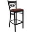 HERCULES Black ""X"" Back Metal Bar Stool with Burgundy Vinyl Seat - XU-6F8BXBK-BAR-BURV-GG