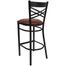 HERCULES Black ""X"" Back Metal Bar Stool with Burgundy Vinyl Seat - XU-6F8BXBK-BAR-BURV-GG
