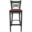 HERCULES Black ""X"" Back Metal Bar Stool with Burgundy Vinyl Seat - XU-6F8BXBK-BAR-BURV-GG