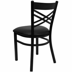 HERCULES Black "X" Back Metal Chair with Black Vinyl Seat - XU-6FOBXBK-BLKV-GG