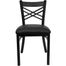 HERCULES Black "X" Back Metal Chair with Black Vinyl Seat - XU-6FOBXBK-BLKV-GG