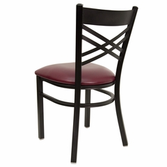HERCULES Black "X" Back Metal Chair with Burgundy Vinyl Seat - XU-6FOBXBK-BURV-GG