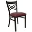HERCULES Black "X" Back Metal Chair with Burgundy Vinyl Seat - XU-6FOBXBK-BURV-GG