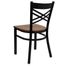HERCULES Black "X" Back Metal Chair with Cherry Wood Seat - XU-6FOBXBK-CHYW-GG