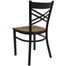 HERCULES Black "X" Back Metal Chair with Mahogany Wood Seat - XU-6FOBXBK-MAHW-GG