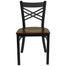 HERCULES Black "X" Back Metal Chair with Mahogany Wood Seat - XU-6FOBXBK-MAHW-GG