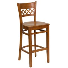 HERCULES Cherry Finished Lattice Back Wood Bar Stool - XU-DGW0015BARLAT-CHY-GG