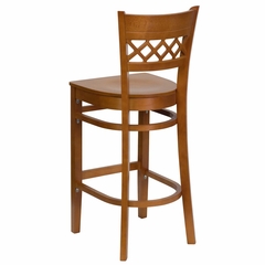 HERCULES Cherry Finished Lattice Back Wood Bar Stool - XU-DGW0015BARLAT-CHY-GG