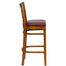 HERCULES Cherry Finished Window Back Wooden Restaurant Bar Stool - Burgundy Vinyl Upholstered Seat - XU-DGW0007BARWIN-CHY-BURV-GG
