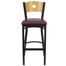 HERCULES Circle Back Black Metal Bar Stool with Burgundy Vinyl Seat and Natural Wood Back - XU-DG-6F6B-CIR-BAR-BURV-GG