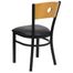 HERCULES Circle Back Black Metal Restaurant Dining Chair with Black Vinyl Seat and Natural Wood Back - XU-DG-6F2B-CIR-BLKV-GG