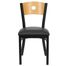 HERCULES Circle Back Black Metal Restaurant Dining Chair with Black Vinyl Seat and Natural Wood Back - XU-DG-6F2B-CIR-BLKV-GG