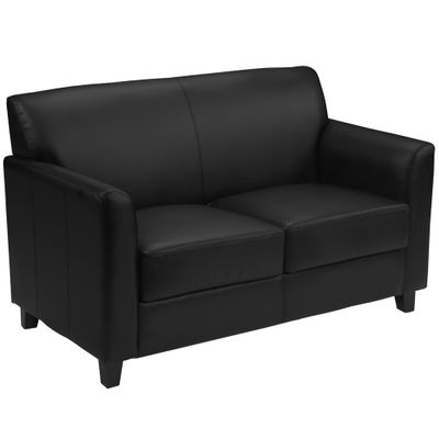 HERCULES Diplomat Series Black Leather Love Seat  - BT-827-2-BK-GG