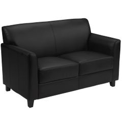 HERCULES Diplomat Series Black Leather Love Seat  - BT-827-2-BK-GG