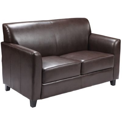 HERCULES Diplomat Series Brown Leather Love Seat  - BT-827-2-BN-GG