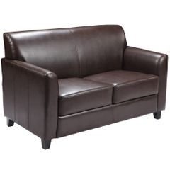 HERCULES Diplomat Series Brown Leather Love Seat  - BT-827-2-BN-GG