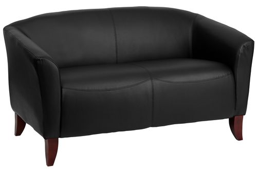 HERCULES Imperial Series Black Leather Love Seat - 111-2-BK-GG