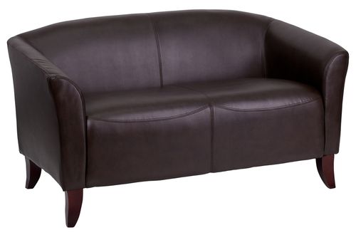 HERCULES Imperial Series Brown Leather Love Seat - 111-2-BN-GG