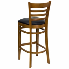 HERCULES Ladder Back Cherry Wood Bar Stool with Black Vinyl Seat - XU-DGW0005BARLAD-CHY-BLKV-GG