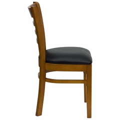 HERCULES Ladder Back Cherry Wood Chair with Black Vinyl Seat - XU-DGW0005LAD-CHY-BLKV-GG