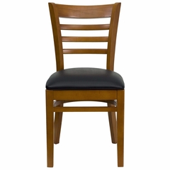 HERCULES Ladder Back Cherry Wood Chair with Black Vinyl Seat - XU-DGW0005LAD-CHY-BLKV-GG