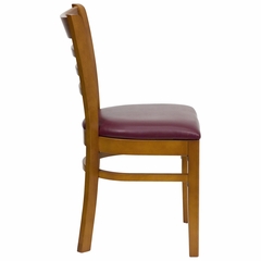 HERCULES Ladder Back Cherry Wood Chair with Burgundy Vinyl Seat - XU-DGW0005LAD-CHY-BURV-GG