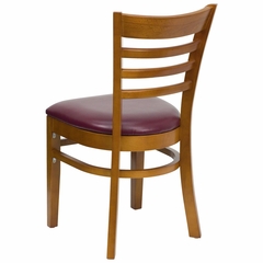 HERCULES Ladder Back Cherry Wood Chair with Burgundy Vinyl Seat - XU-DGW0005LAD-CHY-BURV-GG