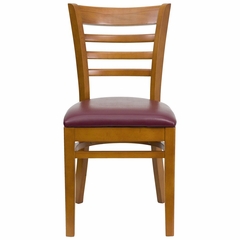 HERCULES Ladder Back Cherry Wood Chair with Burgundy Vinyl Seat - XU-DGW0005LAD-CHY-BURV-GG