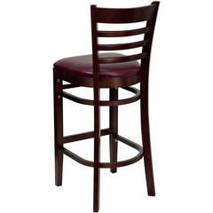 HERCULES Ladder Back Mahogany Wood Bar Stool with Burgundy Vinyl Seat - XU-DGW0005BARLAD-MAH-BURV-GG