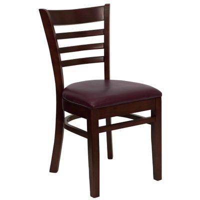 HERCULES Ladder Back Mahogany Wood Chair with Burgundy Vinyl Seat - XU-DGW0005LAD-MAH-BURV-GG