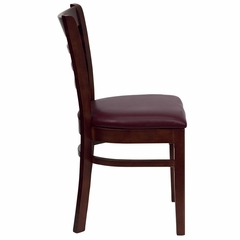 HERCULES Ladder Back Mahogany Wood Chair with Burgundy Vinyl Seat - XU-DGW0005LAD-MAH-BURV-GG