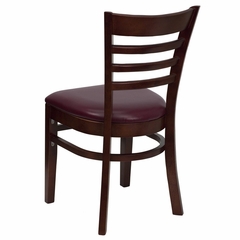 HERCULES Ladder Back Mahogany Wood Chair with Burgundy Vinyl Seat - XU-DGW0005LAD-MAH-BURV-GG