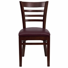 HERCULES Ladder Back Mahogany Wood Chair with Burgundy Vinyl Seat - XU-DGW0005LAD-MAH-BURV-GG