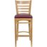 HERCULES Ladder Back Natural Wood Bar Stool with Burgundy Vinyl Seat - XU-DGW0005BARLAD-NAT-BURV-GG