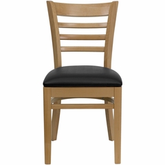 HERCULES Ladder Back Natural Wood Chair with Black Vinyl Seat - XU-DGW0005LAD-NAT-BLKV-GG