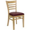 HERCULES Ladder Back Natural Wood Chair with Burgundy Vinyl Seat - XU-DGW0005LAD-NAT-BURV-GG