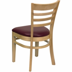 HERCULES Ladder Back Natural Wood Chair with Burgundy Vinyl Seat - XU-DGW0005LAD-NAT-BURV-GG