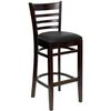 HERCULES Ladder Back Walnut Wood Bar Stool with Black Vinyl Seat - XU-DGW0005BARLAD-WAL-BLKV-GG