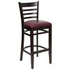 HERCULES Ladder Back Walnut Wood Bar Stool with Burgundy Vinyl Seat - XU-DGW0005BARLAD-WAL-BURV-GG