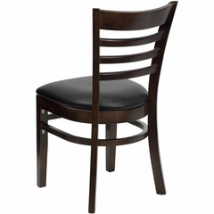HERCULES Ladder Back Walnut Wood Chair with Black Vinyl Seat - XU-DGW0005LAD-WAL-BLKV-GG