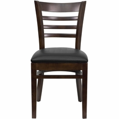 HERCULES Ladder Back Walnut Wood Chair with Black Vinyl Seat - XU-DGW0005LAD-WAL-BLKV-GG