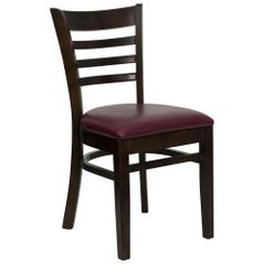 HERCULES Ladder Back Walnut Wood Chair with Burgundy Vinyl Seat - XU-DGW0005LAD-WAL-BURV-GG