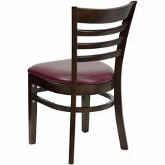 HERCULES Ladder Back Walnut Wood Chair with Burgundy Vinyl Seat - XU-DGW0005LAD-WAL-BURV-GG