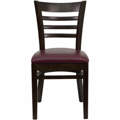 HERCULES Ladder Back Walnut Wood Chair with Burgundy Vinyl Seat - XU-DGW0005LAD-WAL-BURV-GG