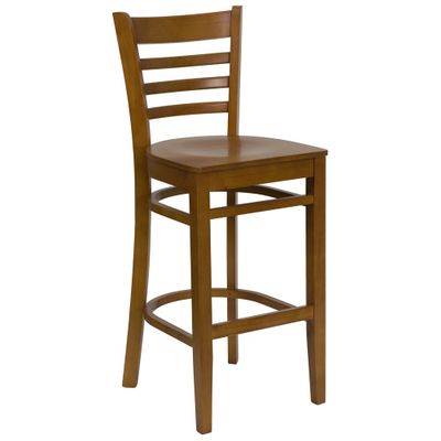 HERCULES Ladder Back Wood Bar Stool with Cherry Finish - XU-DGW0005BARLAD-CHY-GG