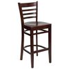 HERCULES Ladder Back Wood Bar Stool with Mahogany Finish - XU-DGW0005BARLAD-MAH-GG