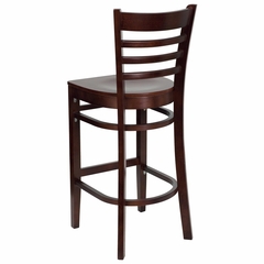 HERCULES Ladder Back Wood Bar Stool with Mahogany Finish - XU-DGW0005BARLAD-MAH-GG