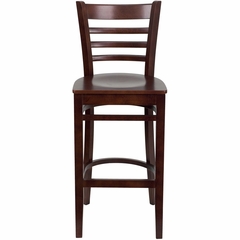 HERCULES Ladder Back Wood Bar Stool with Mahogany Finish - XU-DGW0005BARLAD-MAH-GG