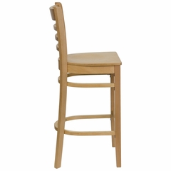 HERCULES Ladder Back Wood Bar Stool with Natural Finish - XU-DGW0005BARLAD-NAT-GG